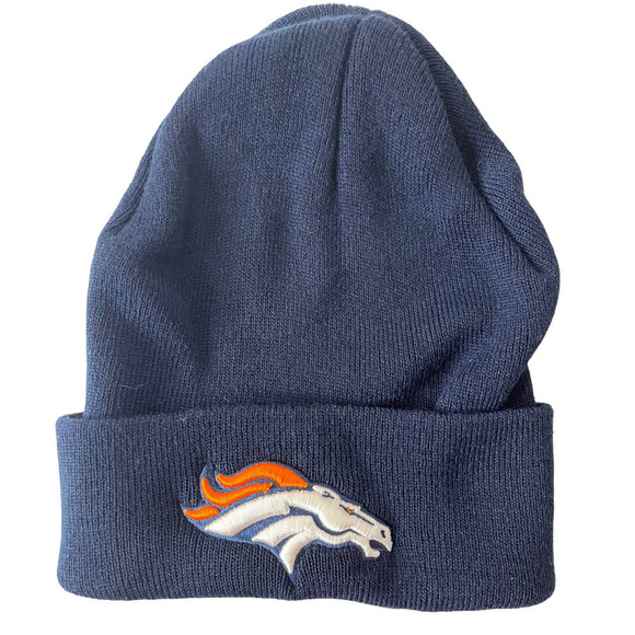 Denver Bronco Navy Blue 100% Acrylic Beanie Hat Cap Unisex - Picture 1 of 2